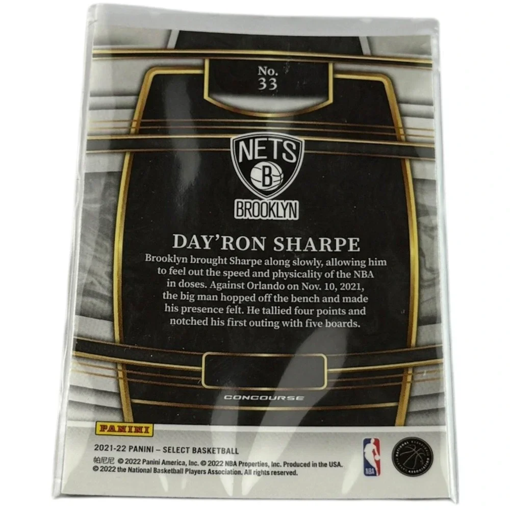 2021 2022 Panini Select Basketball Dayron Sharpe Brooklyn Nets Rookie Card RC‎ - Picture 2 of 2